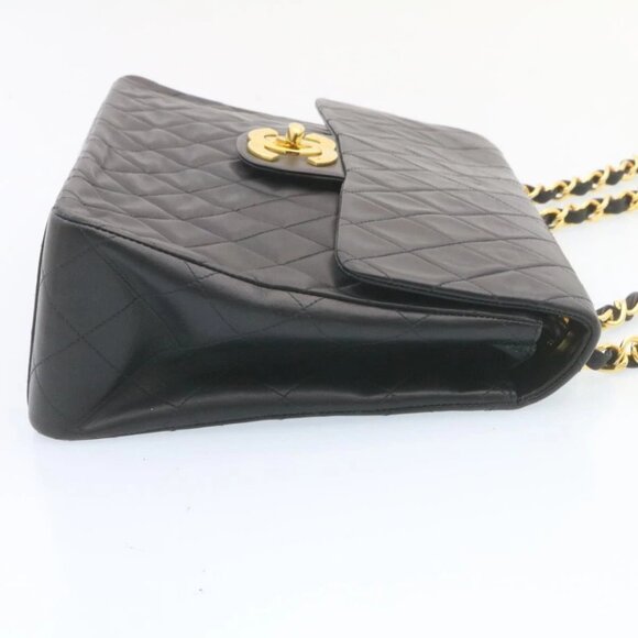 CHANEL Big Matelasse34 Turn Lock Chain Bag Lamb Skin Black Gold CC Auth ar5950AV - Picture 6 of 16